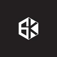 gk logo monogram zeshoek met zwart achtergrond negatief ruimte stijl vector