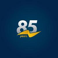 85 jaar verjaardag viering wit blauw en geel lint vector sjabloon ontwerp illustratie