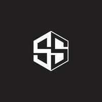 ss logo monogram zeshoek met zwart achtergrond negatief ruimte stijl vector