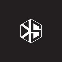 ks logo monogram zeshoek met zwart achtergrond negatief ruimte stijl vector