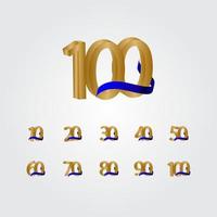 100 jaar verjaardag viering nummer gouden vector sjabloon ontwerp illustratie