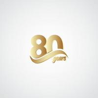 80 jaar verjaardag viering elegante gouden logo vector sjabloon ontwerp illustratie