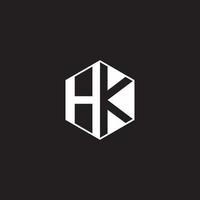 hk logo monogram zeshoek met zwart achtergrond negatief ruimte stijl vector