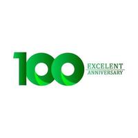 100 jaar uitstekende verjaardag viering groen logo vector sjabloon ontwerp illustratie