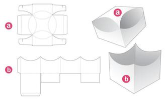 geschenkdoos en gestanst sjabloon met gebogen deksel vector