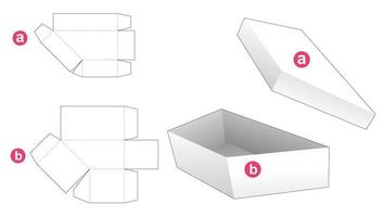 eenvoudige trapeziumvormige doos en deksel gestanst sjabloon vector