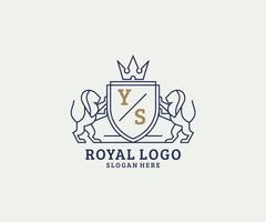 eerste ja brief leeuw Koninklijk luxe logo sjabloon in vector kunst voor restaurant, royalty, boetiek, cafe, hotel, heraldisch, sieraden, mode en andere vector illustratie.