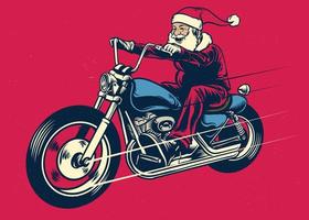 de kerstman claus rijden motorfiets vector