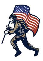 leger soldaat draag- de Verenigde staten vlag vector