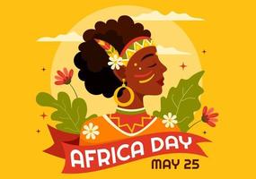 gelukkig Afrika dag Aan 25 mei illustratie met cultuur Afrikaanse tribal figuren in vlak tekenfilm hand- getrokken voor web banier of landen bladzijde Sjablonen vector