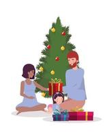 interraciale familie vieren kerst thuis vector