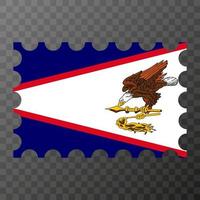 port postzegel met Amerikaans Samoa vlag. vector illustratie.