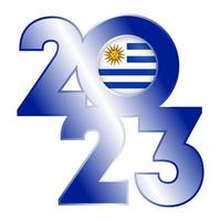 gelukkig nieuw jaar 2023 banier met Uruguay vlag binnen. vector illustratie.