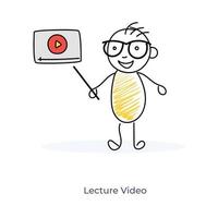 cartoon leraar video lezing vector