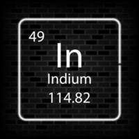 indium neon symbool. chemisch element van de periodiek tafel. vector illustratie.