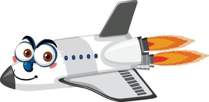 vliegtuig stripfiguur met gezichtsuitdrukking op witte achtergrond vector