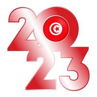 gelukkig nieuw jaar 2023 banier met Tunesië vlag binnen. vector illustratie.