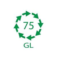 laag loodglas. glas recycling code 75 gl. vector illustratie