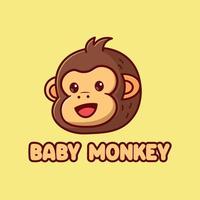 schattig baby aap hoofd tekenfilm logo vector illustratie