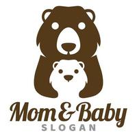modern mascotte vlak ontwerp gemakkelijk minimalistische schattig grizzly beer mam vader ouders logo icoon ontwerp sjabloon vector met modern illustratie concept stijl voor merk, embleem, label, insigne, dierentuin