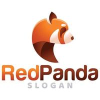 modern vector helling 3d ontwerp gemakkelijk minimalistische logo sjabloon van schattig rood panda tekenfilm hoofd vector voor merk, embleem, label, kenteken. geïsoleerd Aan wit achtergrond.