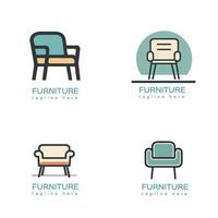 reeks van meubilair, fauteuil logo ontwerp sjabloon. vector illustratie