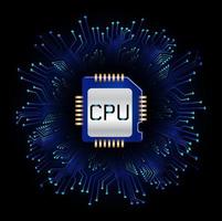 modern holografische CPU spaander Aan technologie achtergrond vector