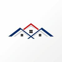 gemakkelijk en heel uniek drie verdrievoudigen dak huis voorkant naar terug met ramen beeld grafisch icoon logo ontwerp abstract concept vector voorraad. kan worden gebruikt net zo een symbool verwant naar eigendom of huis