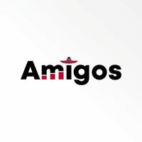 brief of schrijven amigos zonder serif doopvont met hoed Aan top en tabel beeld grafisch icoon logo ontwerp abstract concept vector voorraad. kan worden gebruikt net zo een symbool handel naar eerste of Mexicaans