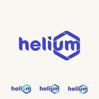 gemakkelijk en uniek brief of woord helium met zeshoek teken beeld grafisch icoon logo ontwerp abstract concept vector voorraad. kan worden gebruikt net zo symbool verwant naar huis chemisch of typografie