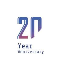 20 jaar verjaardag viering blauwe kleur vector sjabloon ontwerp illustratie