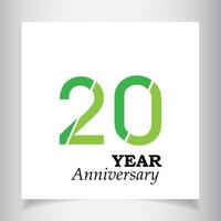 20 jaar verjaardag viering groene kleur vector sjabloon ontwerp illustratie