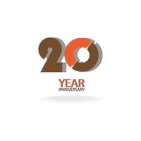 20 jaar verjaardag viering oranje kleur vector sjabloon ontwerp illustratie
