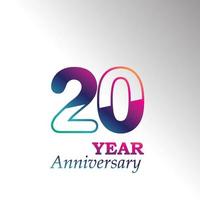 20 jaar verjaardag viering kleur vector sjabloon ontwerp illustratie