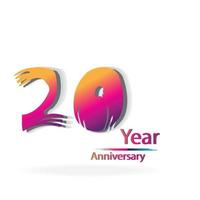 20 jaar verjaardag viering paarse kleur vector sjabloon ontwerp illustratie
