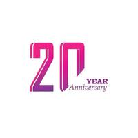 20 jaar verjaardag viering paarse kleur vector sjabloon ontwerp illustratie