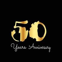 50 jaar verjaardag viering goud zwarte achtergrond kleur vector sjabloon ontwerp illustratie