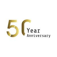 50 jaar verjaardag viering gouden kleur vector sjabloon ontwerp illustratie