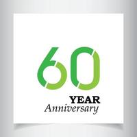 60 jaar verjaardag viering groene kleur vector sjabloon ontwerp illustratie