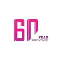 60 jaar verjaardag viering paarse kleur vector sjabloon ontwerp illustratie