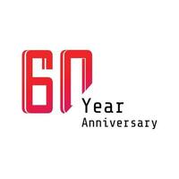 60 jaar verjaardag viering rode kleur vector sjabloon ontwerp illustratie