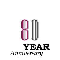 80 jaar verjaardag viering paarse kleur vector sjabloon ontwerp illustratie