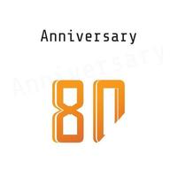 80 jaar verjaardag viering oranje kleur vector sjabloon ontwerp illustratie