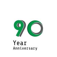 90 jaar verjaardag viering groene vector sjabloon ontwerp illustratie