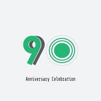 90 jaar verjaardag viering groene vector sjabloon ontwerp illustratie