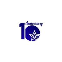 10 jaar verjaardag viering ster blauw logo vector sjabloon ontwerp illustratie