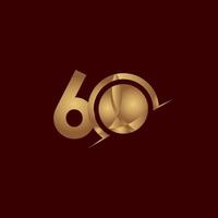 60 jaar verjaardag viering elegante nummer gouden vector sjabloon ontwerp illustratie