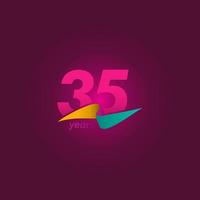 35 jaar verjaardag viering paars lint vector sjabloon ontwerp illustratie