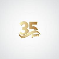 35 jaar verjaardag viering elegante gouden logo vector sjabloon ontwerp illustratie