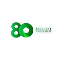 80 jaar uitstekende verjaardag viering groen logo vector sjabloon ontwerp illustratie